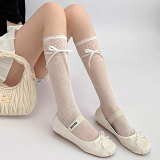 Tất ren nữ hình hoa sang trọng phong cách tiểu thư Lolita, tất bắp chân nữ đính nơ đáng yêu, vớ da che khuyết điểm TG07