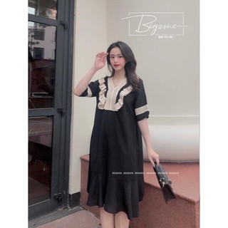 Váy bầu ren công sở tay lỡ đầm bầu dáng suông thiết kế công sở