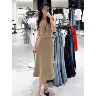 Set gi lê + chan váy dài zara xuất