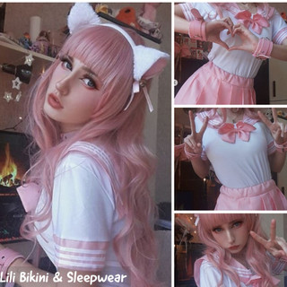 Cosplay nữ sinh Nhật Bản, bộ đồng phục học sinh màu hồng ngọt ngào