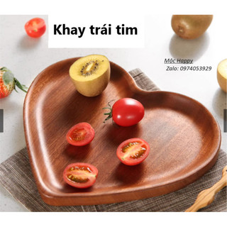 Khay gỗ - đĩa gỗ trái tim decor, cafe, nhà hàng, đựng đồ ăn, thực phẩm