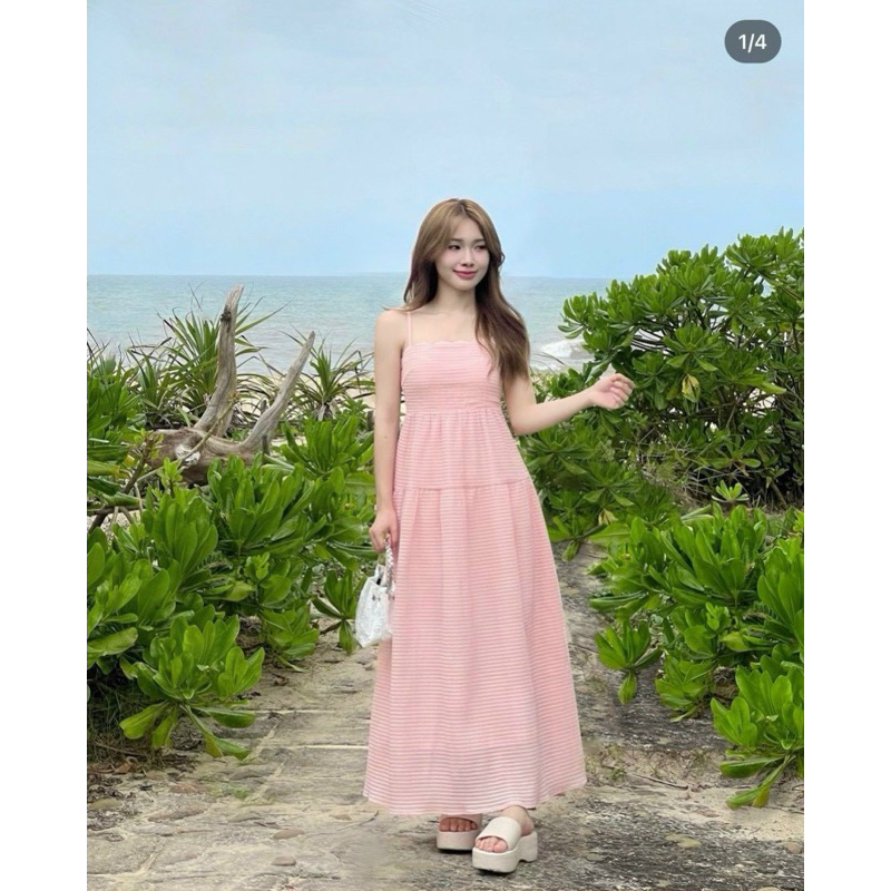 ĐẦM MAXI HỒNG 2 DÂY