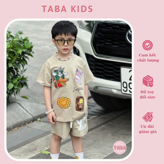  Bộ áo thun quần short LV 5 chi tiết củ đậu cho bé trai bé gái  set áo phông quần đùi trẻ em unisex TABA KIDS 233 - 115 