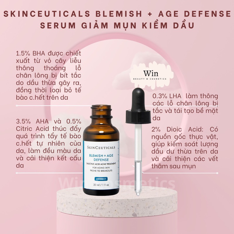 [Hàng Cty] Serum SkinCeuticals BLEMISH + AGE DEFENSE giảm mụn kiềm dầu - Wincosmetic