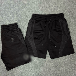 Quần cộc short gió Eo Vì dệt pha viền gió vân nhám sóng in hoa chìm monogram mông thêu chữ da cao cấp