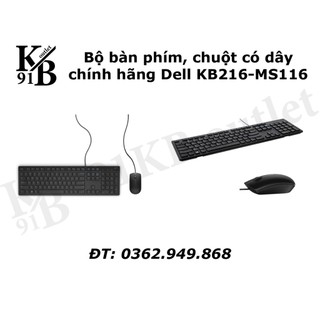 Bộ bàn phím, chuột có dây chính hãng dell kb216-ms116