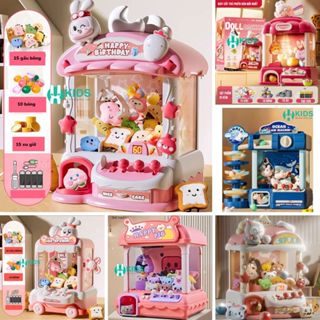 Máy gắp thú bông mini cho bé kích thước lớn kèm xu đếm thời gian, có nhạc có đèn, sẵn nhiều gấu bông cho trẻ em