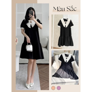 Váy bầu công sở đầm bầu thiết kế dáng suông nơ cổ siêu xinh đủ size