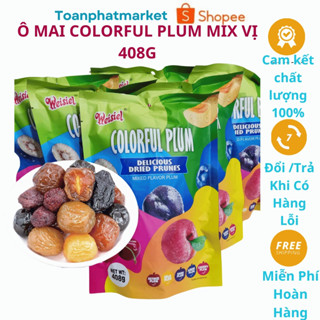  Ô Mai Mix vị Colorful Plum Gói 408gr,Ô Mai Xí Muội 5 vị COLORFUL PLUM Ô mai hoa quả mix vị 500G cherry  việt quất. 