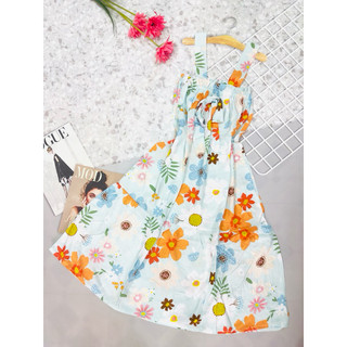 Váy lanh-đầm tole lanh dây bản đuôi cá nơ ngực size l