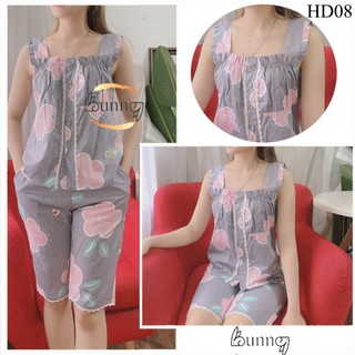 (Bunnysky) Đồ bộ mặc nhà 2 dây mùa hè mặc xinh cho các chị
