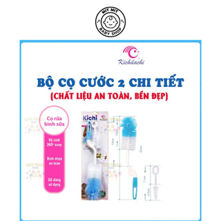 Bộ cọ rửa bình sữa, núm ti 2 chi tiết Kichilachi bằng cước cho bé