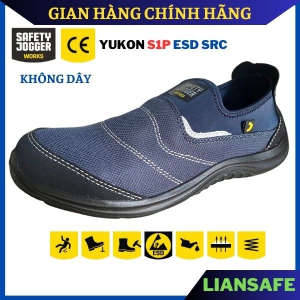 Giày bảo hộ lao động nam không daya Safety Jogger Yukon S1P siêu nhẹ thoáng khí - Giày công trình chống đinh mũi thép