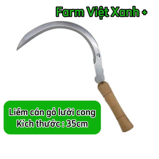 Liềm cắt cỏ cắt lúa rèn thủ công bằng thép nguyên khối siêu sắc bén nhẹ tay cán gỗ xoan chắc chắn