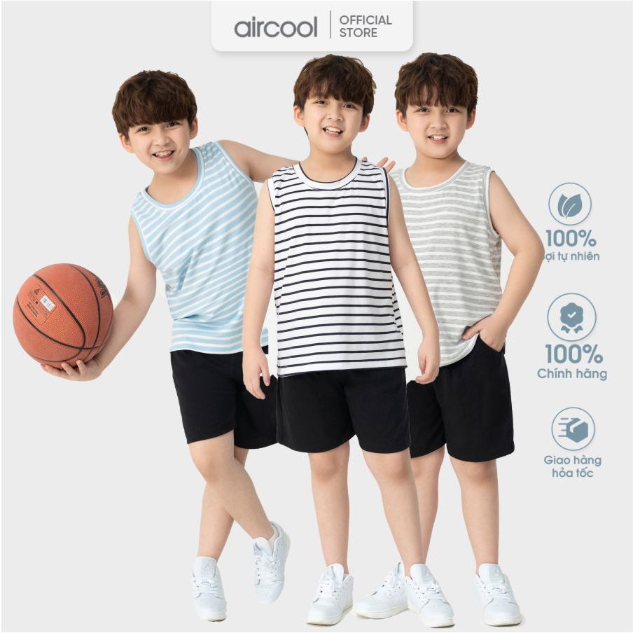 Bộ ba lỗ bé trai AIRCOOL chất liệu cotton cao cấp dáng thể thao mềm mát co dãn tốt-BCBT19