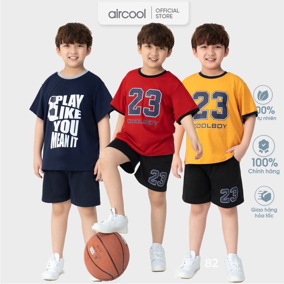 Bộ quần áo cộc tay cho bé trai AIRCOOL cotton thoáng mát co dãn tốt dáng thể thao cho Bé-BCBT29
