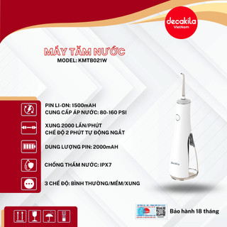 Tăm nước DECAKILA (KMTB-021W), dung lượng pin 1500mAH, bảo hành 18 tháng