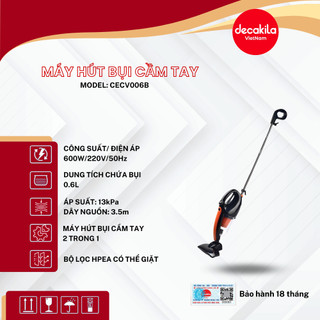 Máy hút bụi cầm tay dùng pin DECAKILA (CECV - 006B) , kèm đầu hút giường nệm, thiết Kế Nhỏ Gọn, Tiện Lợi Phù Hợp Để Tron