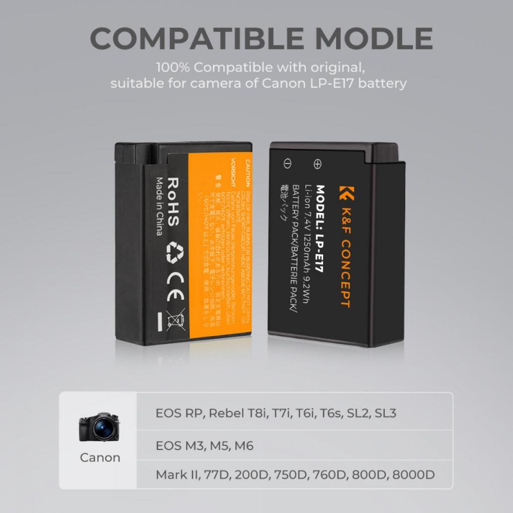 1 PIN MÁY ẢNH K&F CONCEPT LP-E17 1250MAH