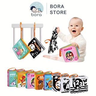  Sách vải mini cho bé Sách vải song ngữ kích thích giác quan  Kích thước 11x12cm 8 mặt an toàn tuyệt đối cho bé  