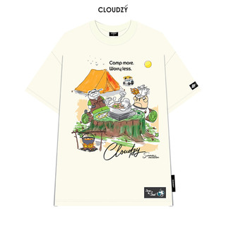 Áo thun unisex nữ nam tay lỡ phông local brand CLOUDZY form rộng màu trắng đen oversize AT CAMPING