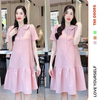 Váy bầu, đầm bầu công sở cổ sơ mi dáng dài c8832 chất cotton mềm mát thiết kế trẻ trung sang chảnh freesize