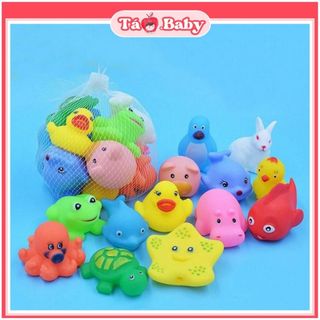 Đồ chơi nhà tắm thú nhún bánh bao gắn còi kêu chip chip thả chậu tắm cho bé DC01