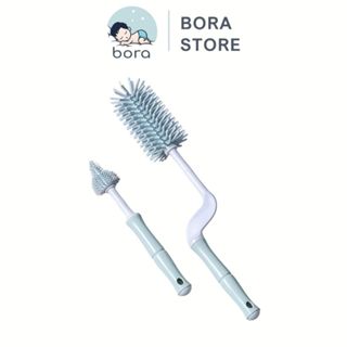 Cọ rửa bình sữa Silicon cao cấp 2 chi tiết [Tay cầm xoay 360 độ]