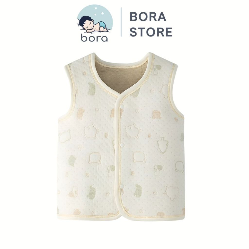 Áo Gile cho bé cotton hữu cơ tự nhiên 100%, mềm mại và ấm áp