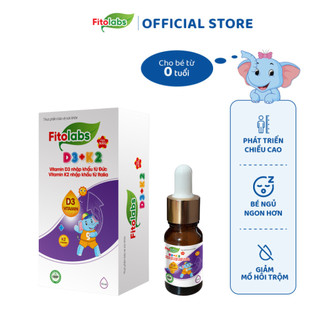 Vitamin D3K2-MK7 Fitolabs Dạng Nhỏ Giọt Dễ Dùng, Giúp Bé Tăng Chiều Cao, Xương Chắc Khỏe Lọ 10ml FITO1