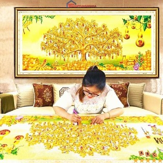 HÀNG LOẠI 1 - Tranh đính đá cây kim tiền tài lộc LG1352 DF428 VS120 DF817 (1m x 50cm)