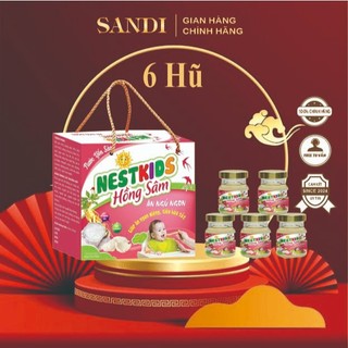 Yến Sào Trẻ Em Nestkids Hồng Sâm, Giúp Bé Ăn Ngon Miệng, Tiêu Hóa Tốt, 32% Yến, Hộp 6 Lọ x 70ml