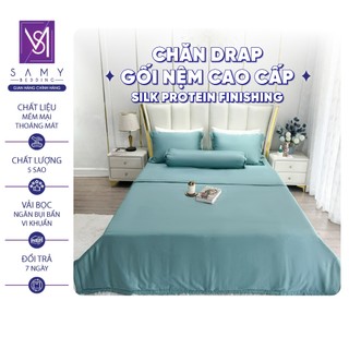 Bộ Chăn Ga Gối Lụa Tencel Silk Protein SAMY BEDDING Xanh mát sang trọng