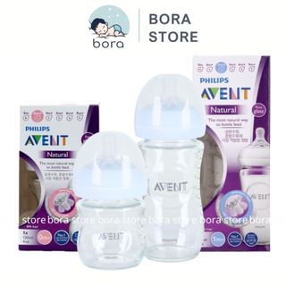 Bình sữa Avent Natural thủy tinh 120ml 240ml [Được chọn núm 0 - Y][Cam kết chính hãng]