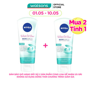Sữa Rửa Mặt Nivea White Oil Clear Micro Bubbles Deep Clean Foam 5IN1 Trắng Da Sạch Nhờn 100g