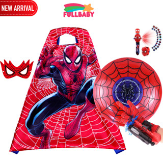 Bộ Áo Choàng Mặt Nạ Siêu Nhân Người Nhện Spider man 3D HD Gồm Khiên Gậy Ánh Sáng Găng Tay Bắn Tơ - Hóa Trang Siêu Nhân