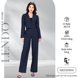 Sét Bộ Vest Công Sở LENDO SB230904 Áo Croptop Dài Tay Quần Dài Suông Ống Rộng
