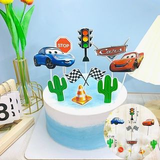 Đồ trang trí bánh kem thẻ cắm bánh ô tô xương rồng