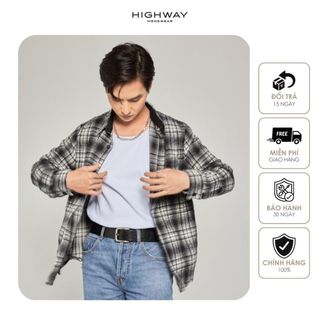 Áo sơ mi nam dày dặn kẻ đen trắng Highway Godrick