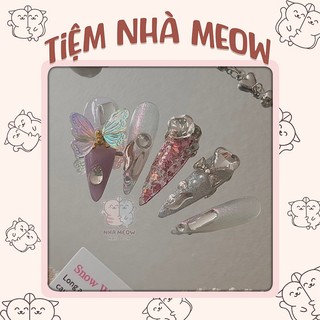 Nail box thiết kế - tiệm nhà meow bứm flash tím - t311