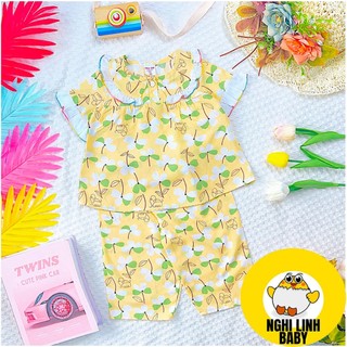 Quần áo cho bé gái, bộ đồ vải tole lanh 2 da tay ngắn quần dài có size từ 9kg đến 36kg - Nghi Linh Baby