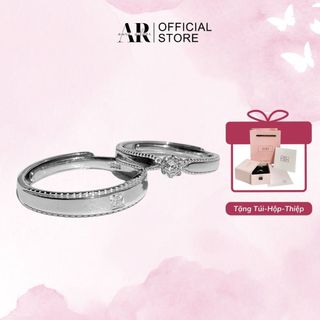 Nhẫn đôi freesize tự chỉnh bạc 925 xi kim, nhẫn cặp Beloved-Aua Silver-ND1