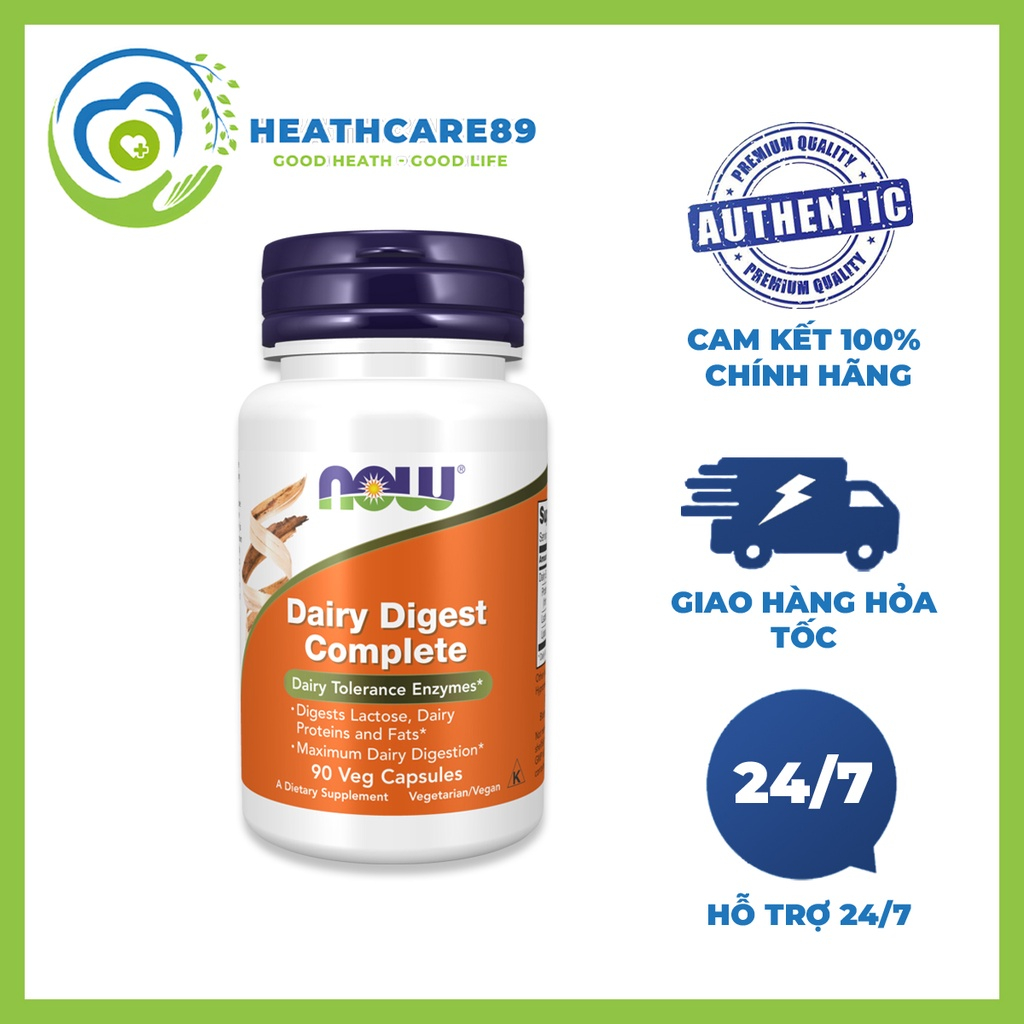 Now Dairy Digest Complete Viên Uống Hỗ Trợ Dung Nạp Lactose, Hỗ Trợ Hệ Tiêu Hóa