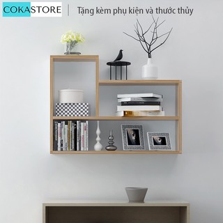 Kệ Gỗ Treo Tường Hiện Đại Chữ L Thương Hiệu SIB Decor, Để Sách, Đồ Trang Trí Kết Cấu Âm Tường Đẹp, Tặng Kèm Phụ Kiện