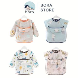 Áo yếm ăn dặm BLW  2 lớp cao cấp chống thấm nước, máng yếm trước ngực hứng toàn bộ thức ăn rơi