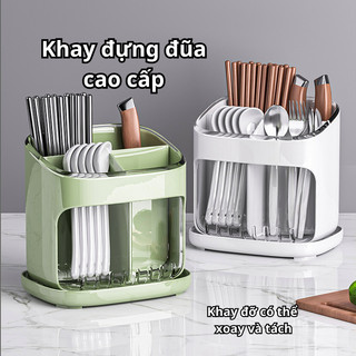 Ống đựng đũa muỗng Dailymall để bàn thoáng khí ngăn ẩm mốc Kệ đựng đũa muỗng 3 ngăn lỗ thoát nước