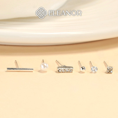 Set bông tai nữ chuôi bạc 925 Eleanor Accessories đính đá phụ kiện trang sức khuyên tai 9513