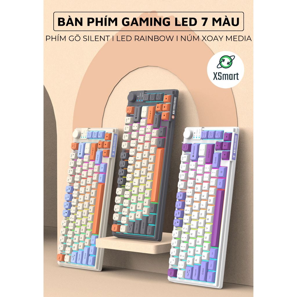 Bàn Phím Gaming Cao Cấp XunFox K81 LED 7 Màu Hiệu Ứng Đèn Thở, Phím ABS Gõ Êm, Có Núm Chỉnh Âm Lượng | BigBuy360 - bigbuy360.vn