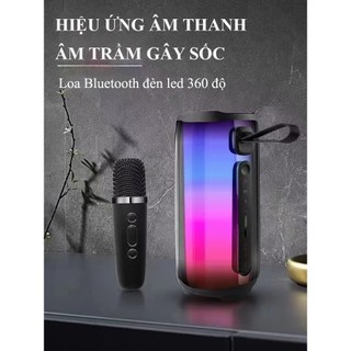 Loa Bluetooth 5.0 PLUSE5 V12 Led RGB 360 độ TWS Karaoke tại nhà True Bass loa toàn dải chất âm âm trầm pin trâu