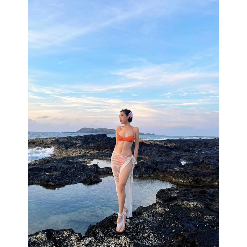 [Hàng Sẵn- Hoả Tốc] Khăn lưới choàng bikini dài Miabra